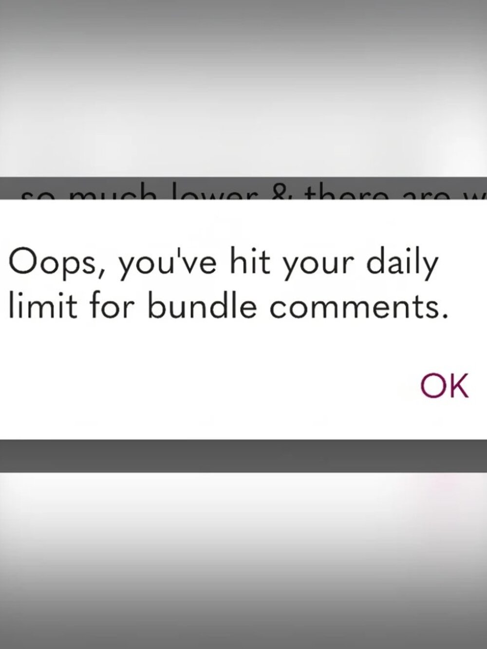 Notification indicating daily limit of messages in bundles reached.